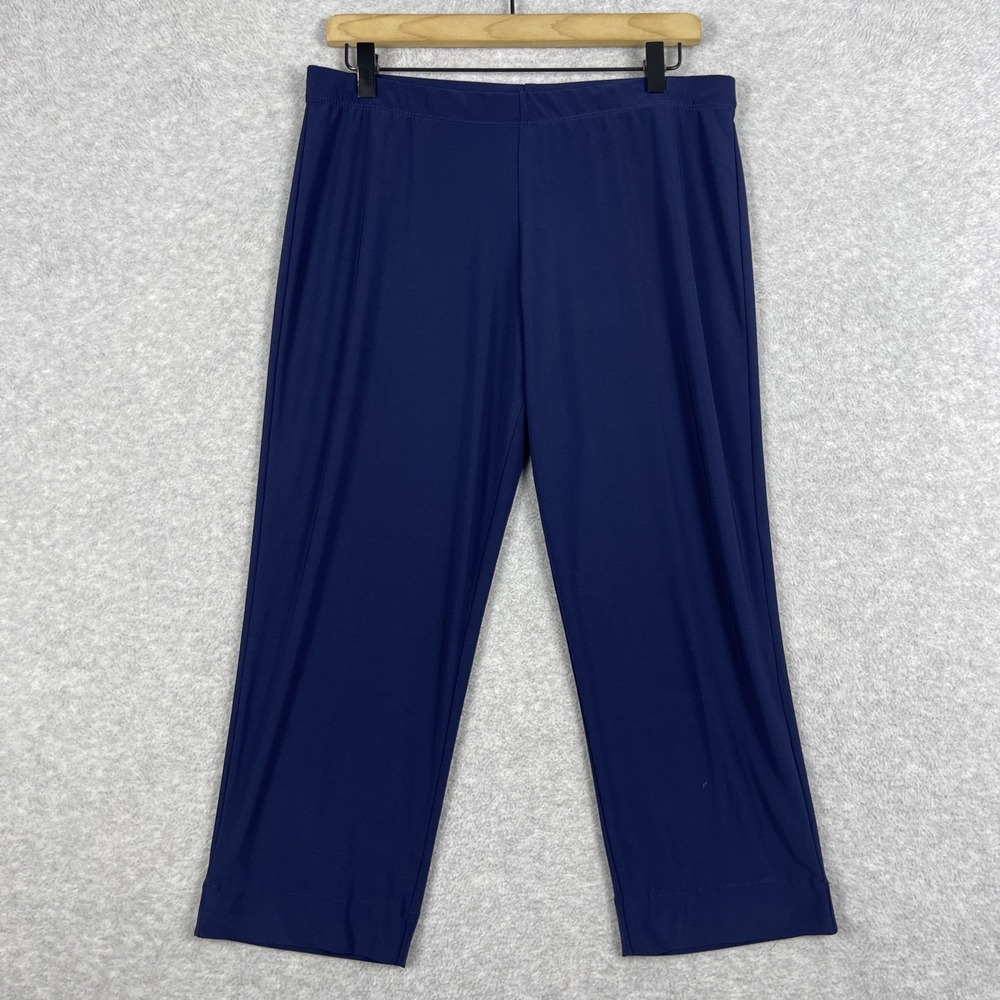 Clara Sun Woo Jersey Cropped‎ Pull On Pants Womens Size XL Navy Blue Minimalist